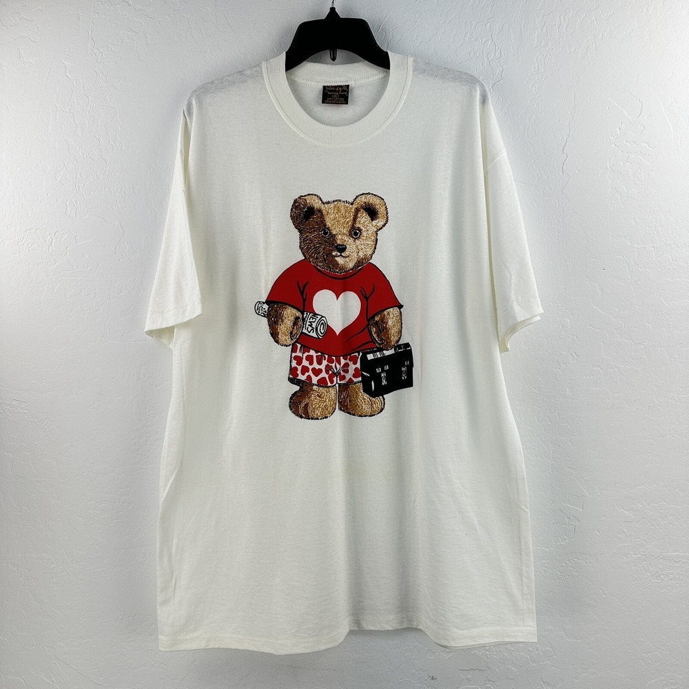 Vtg Spring Ford Teddy Bear Heart Boxers T-shirt Mens XL Single‎ Stitch Polo Bear